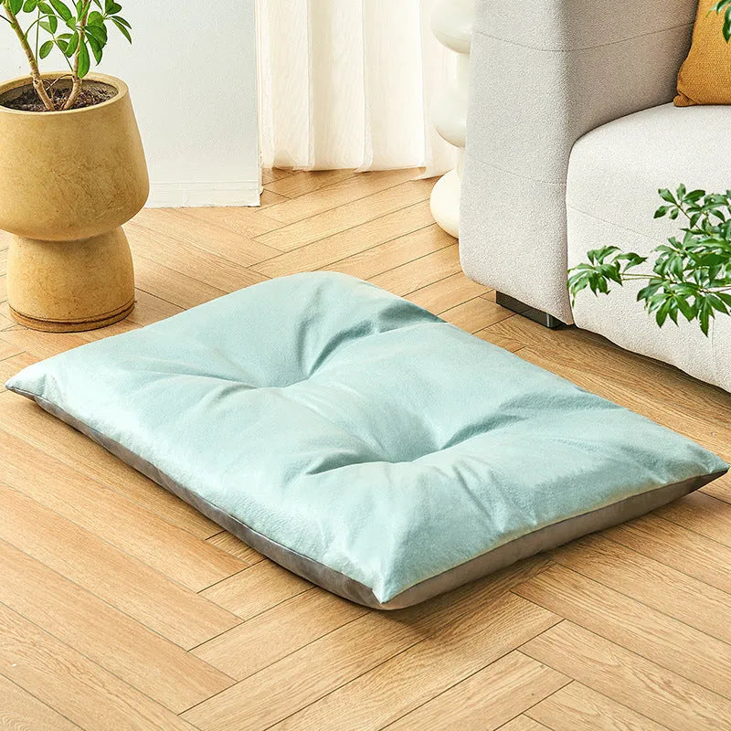 Blue rectangular cool summer pet sleeping mat for dogs and cats shown in size L.