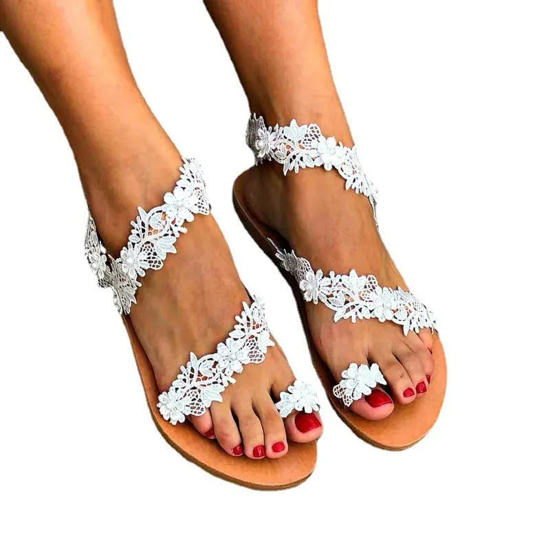 White rhinestone flower plus size women's flat shoes with patent leather surface and round toe design