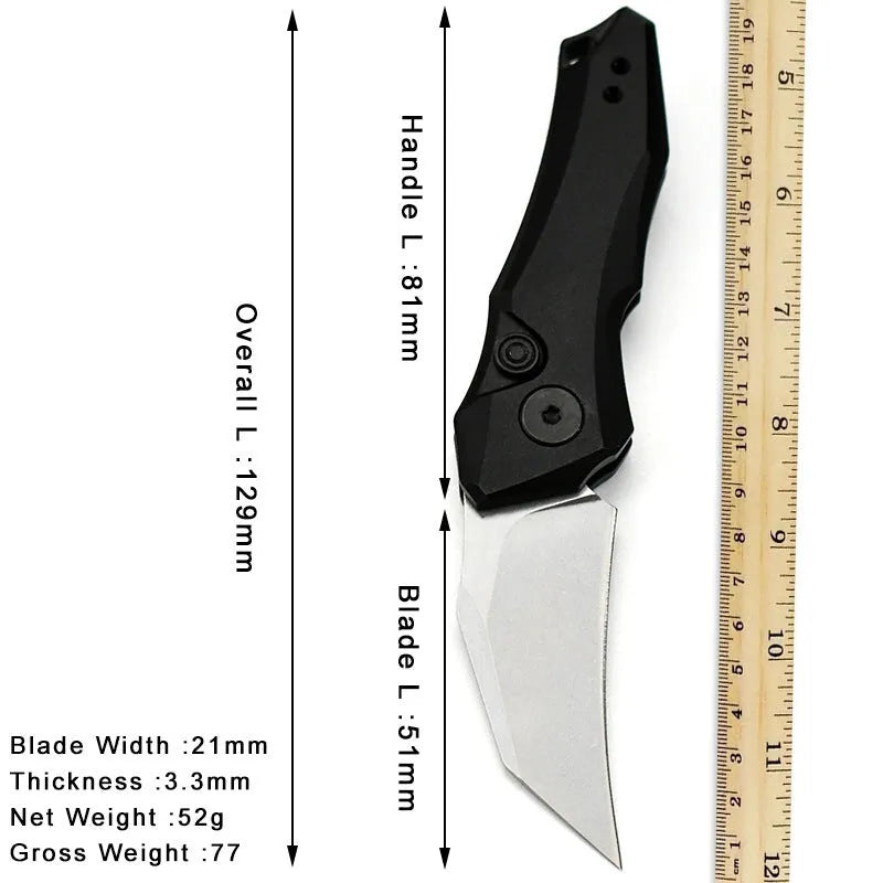 Outdoor folding pocket knife in black, grey or green, showing 150mm full length.
