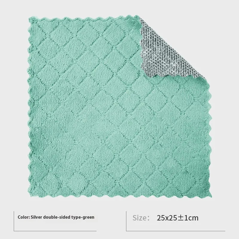Silver silk microfibre kitchen scourer for pots and bowls