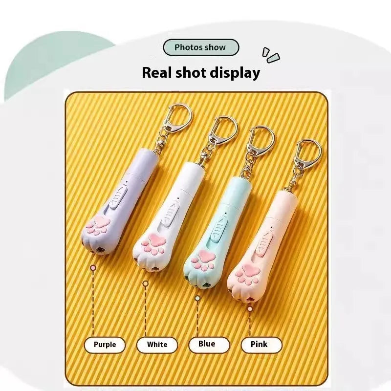 USB-powered cat tease wand with a light-up end in sky blue colour
