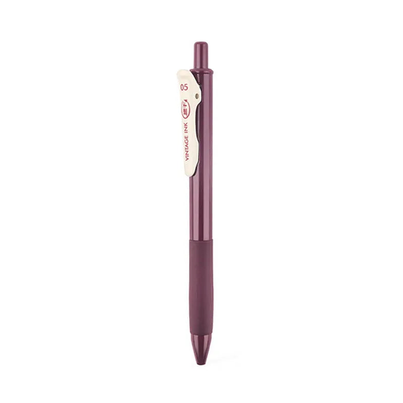 Retro colour plastic gel pen set with 0.5mm tips in five different ink colours for office and student use