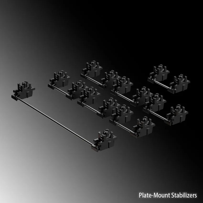 Keyboard stabiliser set in black and milky white colours with 6.25U and 7U size options