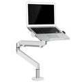 Silver aluminium computer stand with adjustable air pressure arm bracket for laptop support