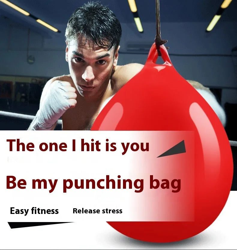 Red water filled boxing reaction ball with hook rope for martial arts training