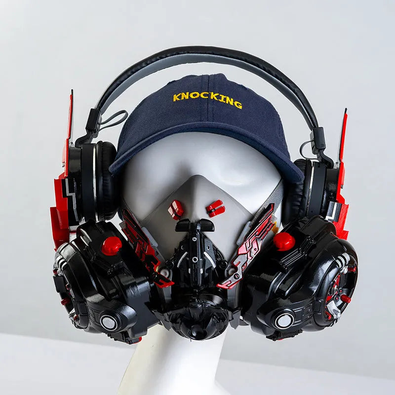 Men's Tech Mecha wireless Bluetooth headphones in blue plastic with USB charging port