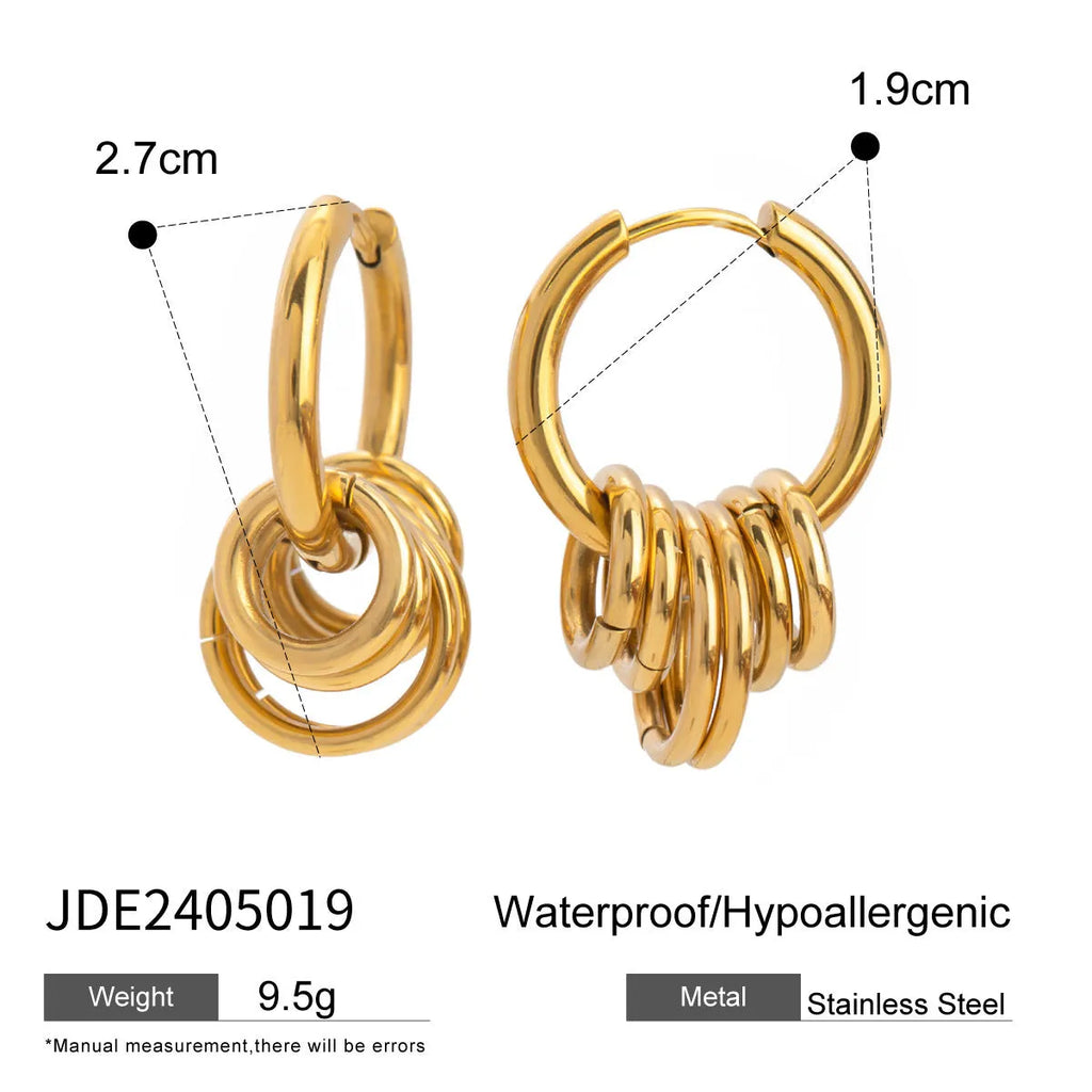 Stainless steel electroplated earrings in ins style with colour-matched design