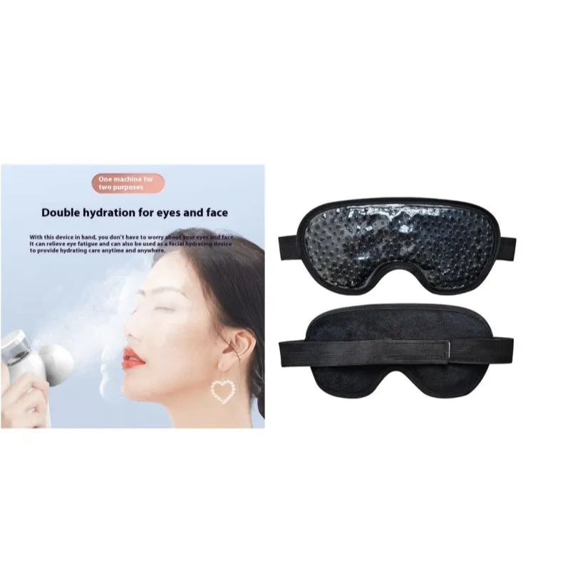 White rechargeable eye atomiser and eye mask set for portable cold and hot compress therapy