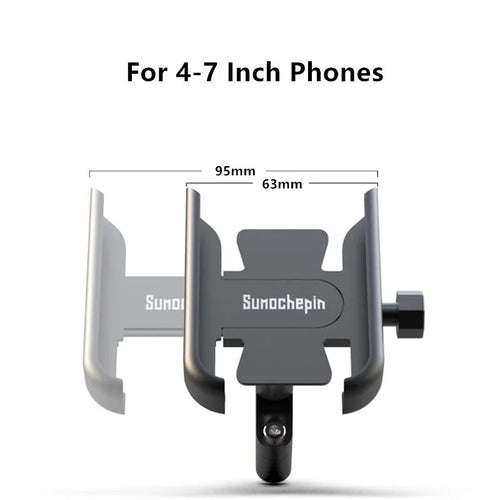 CNC aluminium alloy bicycle mobile phone holder with mechanical lock on mountain bike handlebars, black finish
