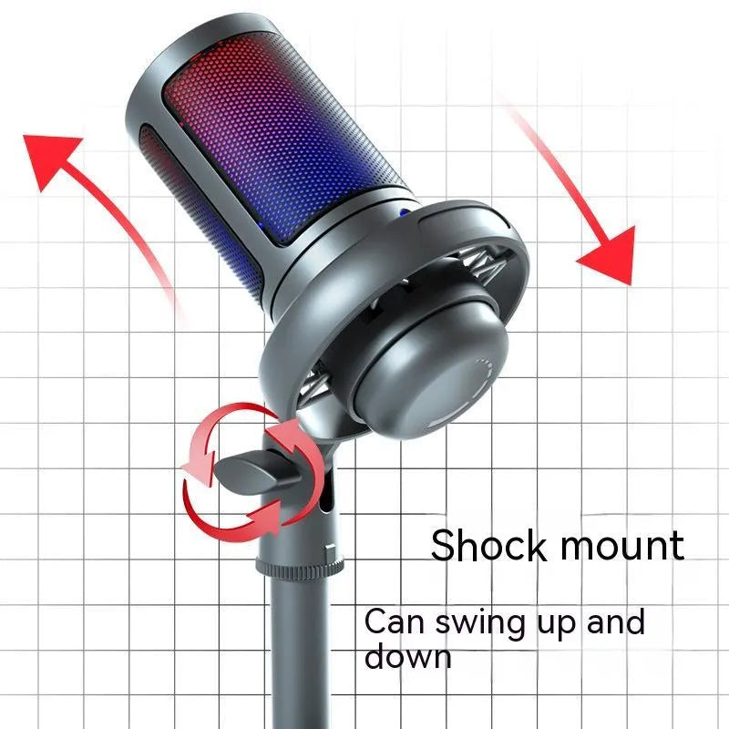 RGB condenser microphone for computer recording and live broadcast with USB cable