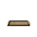 Natural pine wood dining tray with a storage compartment, shown in large and small size options.