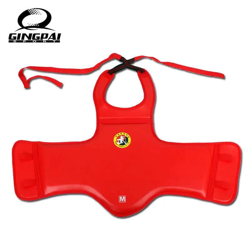Boxing training chest protector armour in red, blue, or black colours