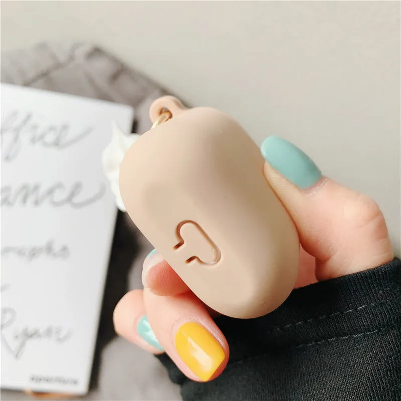 Silicone cylinder ice cream design protective case for Apple AirPods 2 in a photo colour.
