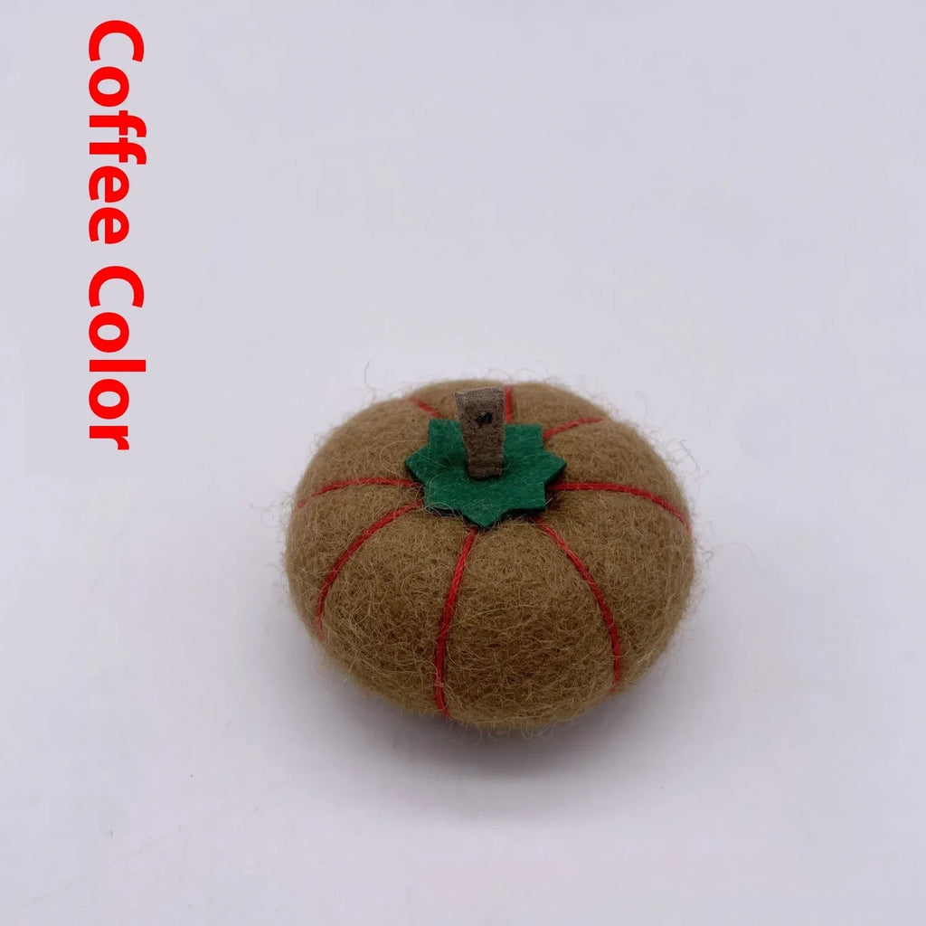 Wool felt pumpkin ornament for doll decoration in assorted colours