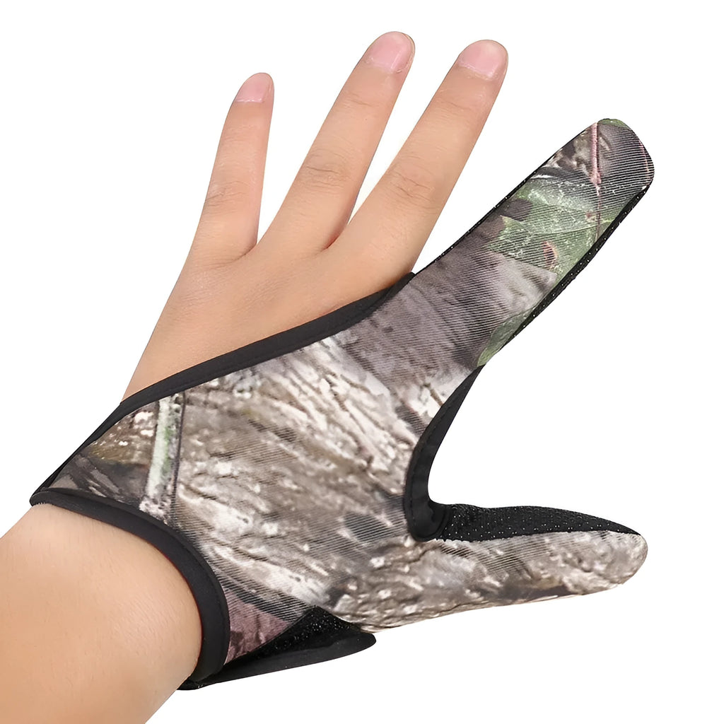 Two-finger fishing glove for tackle handling in blue, made from dive cloth and microfiber palm.