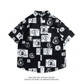 Man's loose fit short sleeve shirt with all-over floral print in a cardigan style.