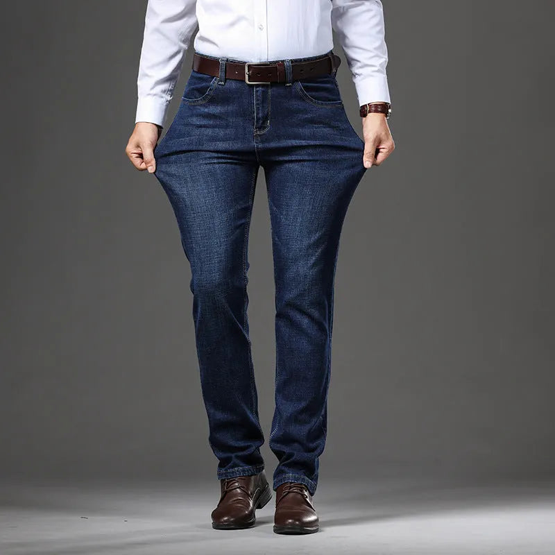 Stretch jeans in straight-leg style showing K276 Black and K276 Blue colour options