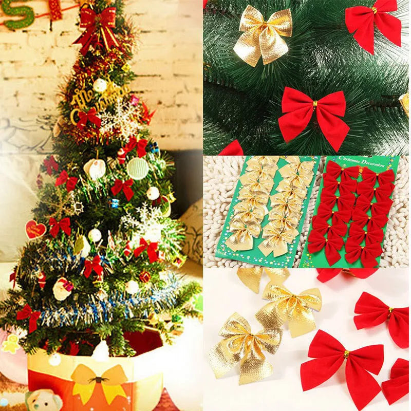 5 cm Christmas decoration bow in metallic colours for tree ornamentation and festive décor