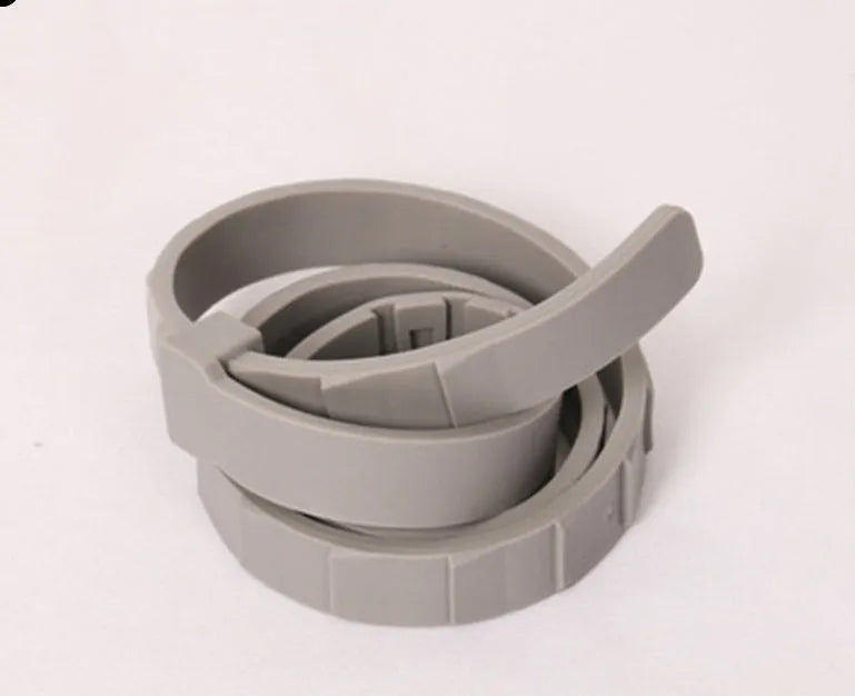 Rainbow plastic flea collar for cats and dogs, showing 38cm and 62cm sizes.