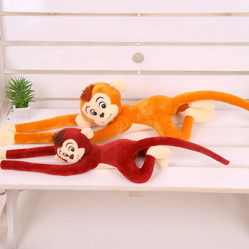 Long arm hanging plush monkey toy in choice of colours for home decoration