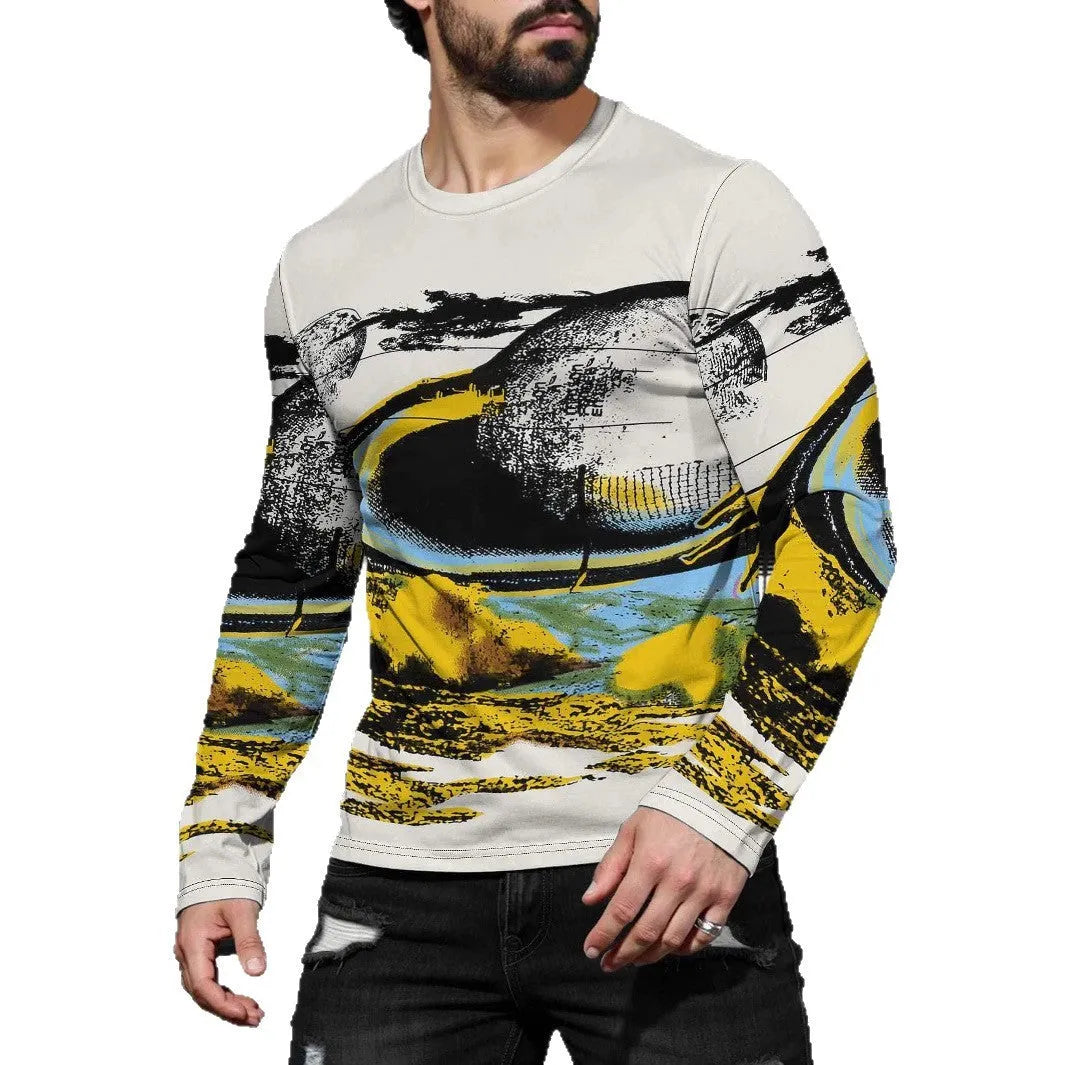Men's milk silk long sleeve pullover in round neck design showing casual style