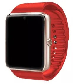 Black smartwatch with 1.54 inch touch screen on a silicone strap, showing a watch face with step count.