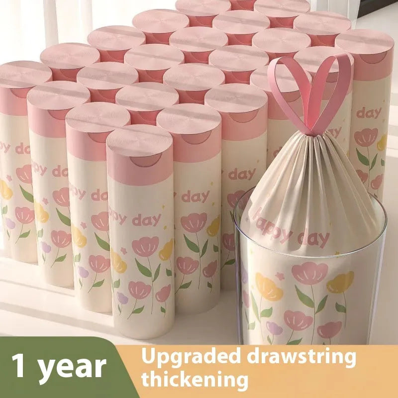Pink drawstring garbage bags with argy wormwood for mosquito repellent, sized 44cm by 48cm.