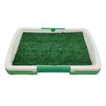 Green synthetic turf pet toilet tray with three layers for indoor dog potty training