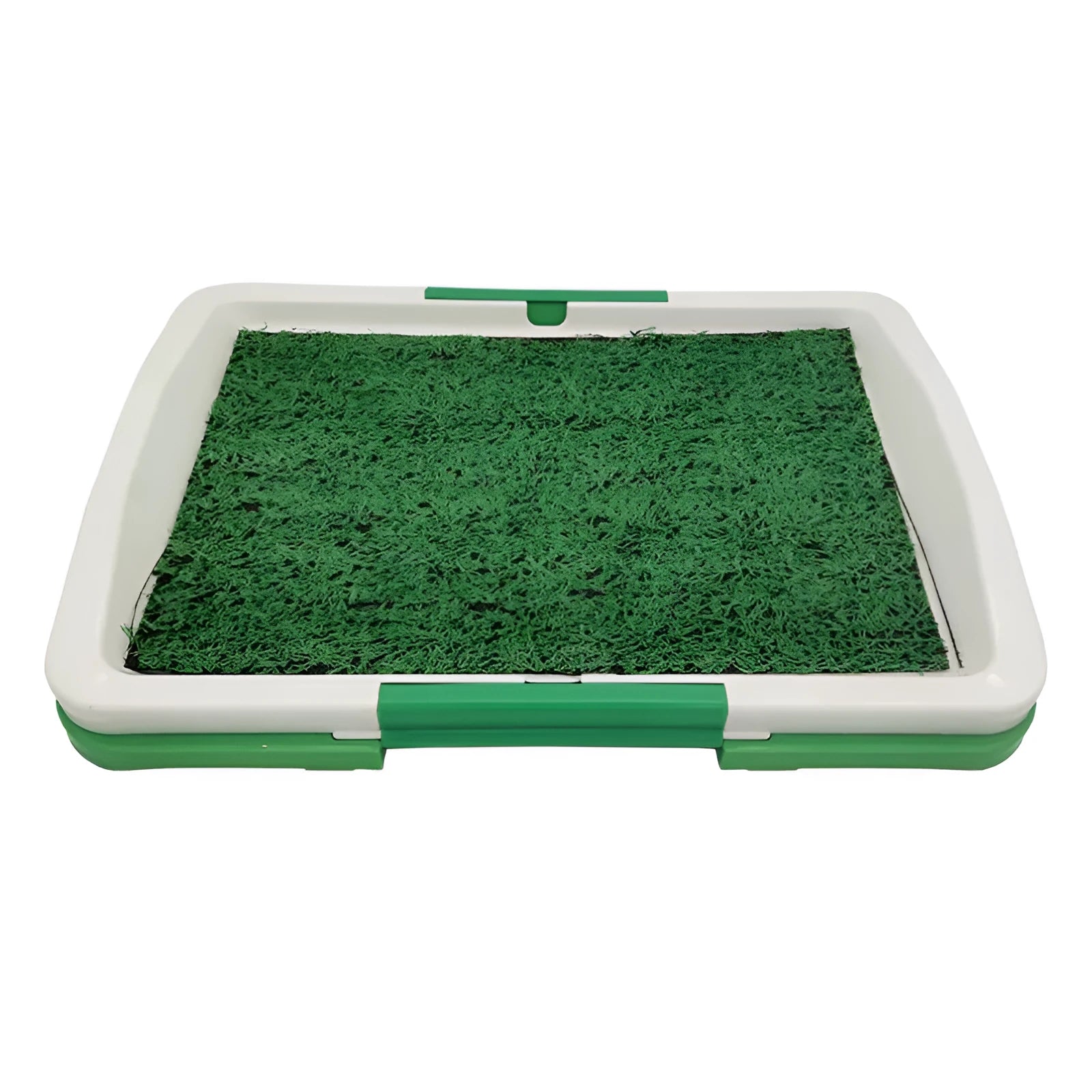 Green synthetic turf pet toilet tray with three layers for indoor dog potty training