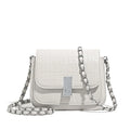 A soft black PU leather women's chain shoulder bag with a square shape and sandwich pocket design.