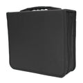 Black Oxford cloth CD DVD storage binder with zipper and top carry strap