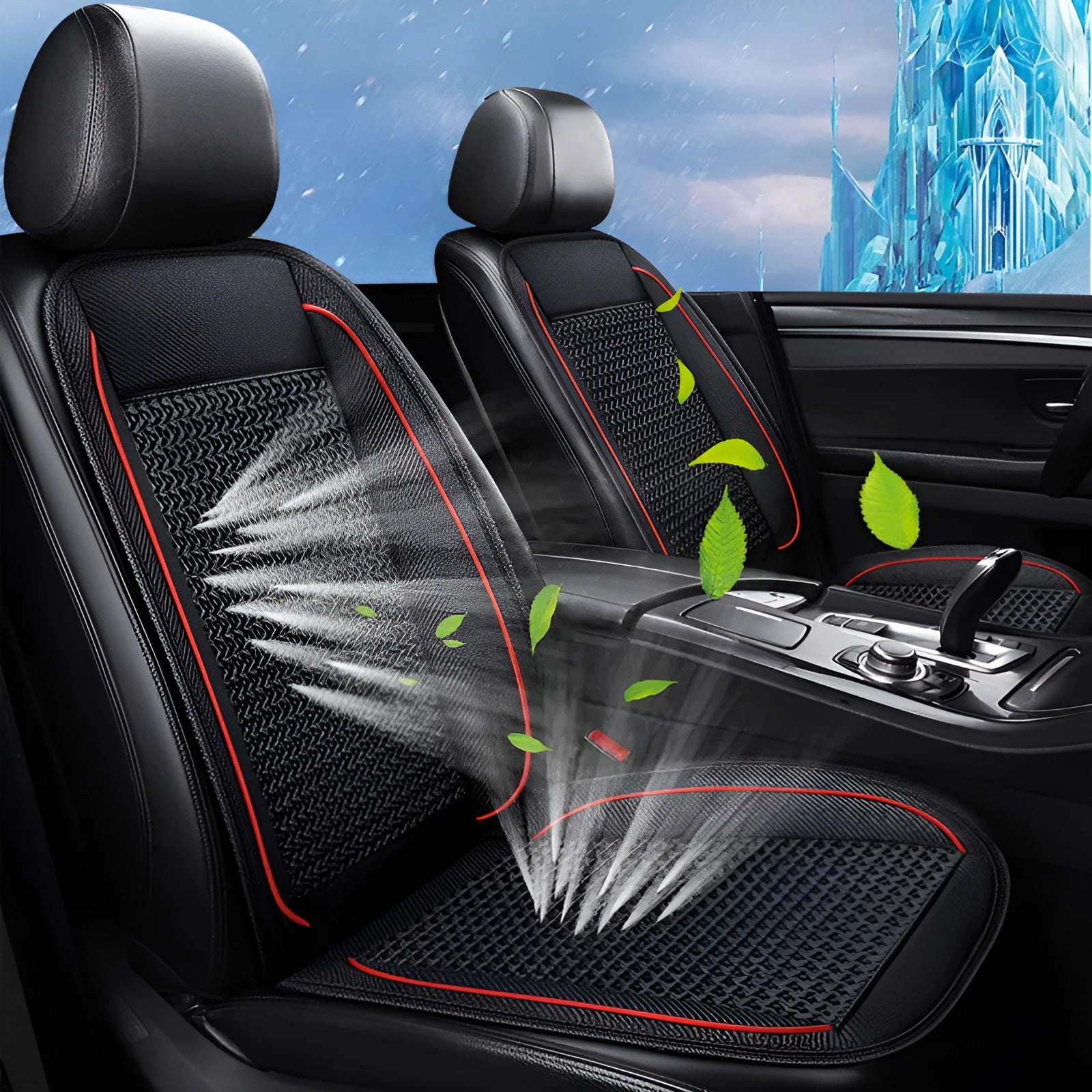60cm square car ventilation seat cushion with massage function in black colour