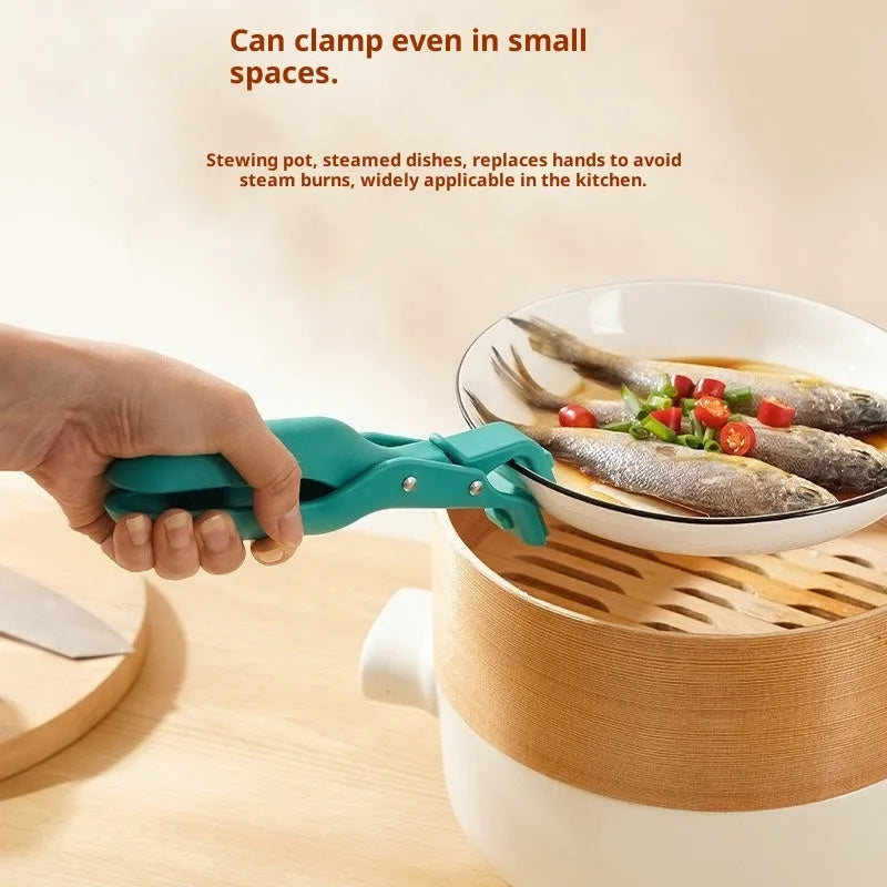 Creative household kitchen silicone anti-scalding clip in Azurite Green colour for handling hot pots
