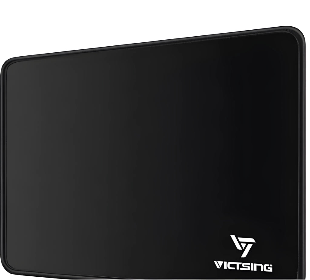 Black thickened rubber gaming mouse pad with rough grain textured surface measuring 270mm by 220mm