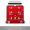Red aluminium alloy hinge locating ruler with adjustable margin settings for 35mm cabinet hinges.