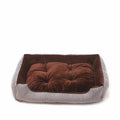 Round cloth pet bed for dogs and cats in a stripe pattern, showing size options from 45cm to 90cm.