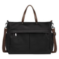 Nylon crossbody bag with adjustable strap in black colour, showing tote design with 39cm length