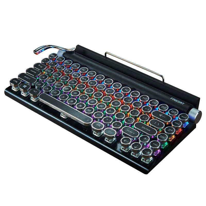Black Dot retro typewriter style Bluetooth mechanical keyboard with colourful backlight