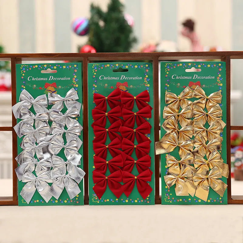 5 cm Christmas decoration bow in metallic colours for tree ornamentation and festive décor