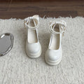 Women's sweet style Mary Jane shoes with chunky heel and round toe in black and beige colour options