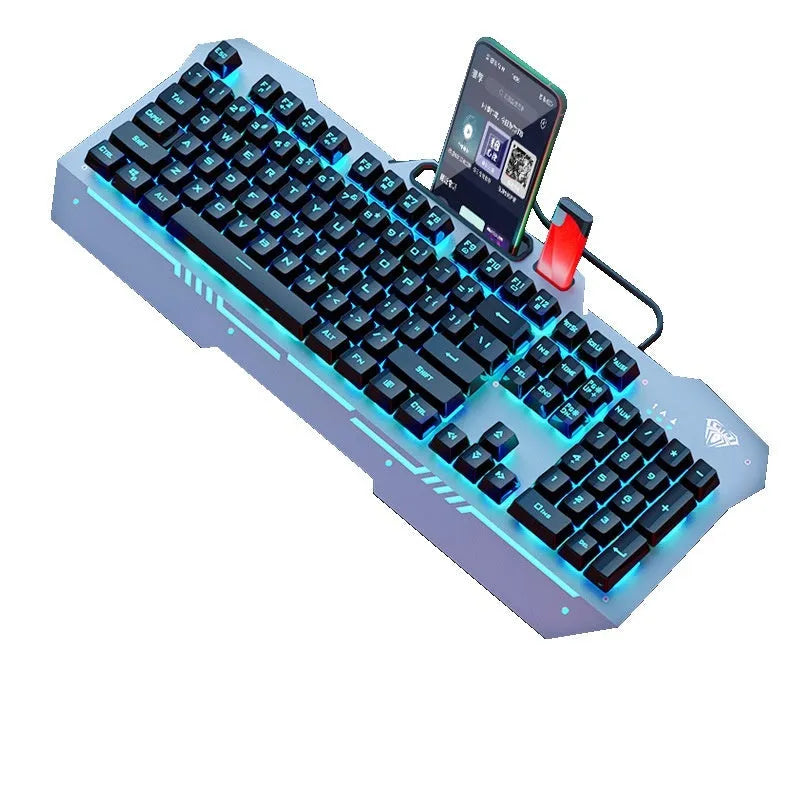 Black and white mechanical keyboard and mouse PC gaming bundle with headset on a desk