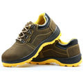 Bronze cow suede leather safety boots with steel toe cap and patterned anti-skid sole
