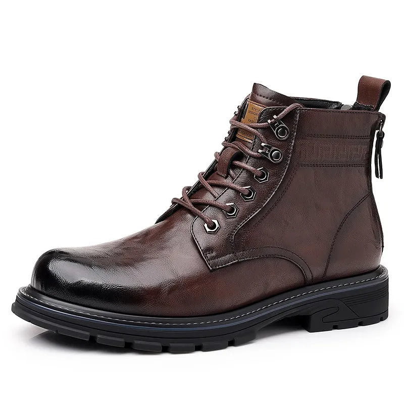 Black women's patent leather ankle boots with a low square heel and high cylinder shaft on a plain background.