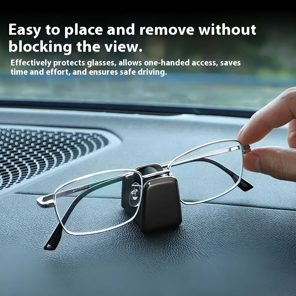 Zinc alloy and leather glasses clip for car dashboard in choice of colours.