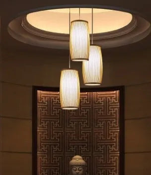 Bamboo woven pendant lamp with 15cm diameter and natural finish