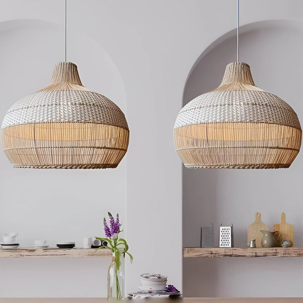 Rattan living room chandelier with silent wind design measuring 60cm in diameter