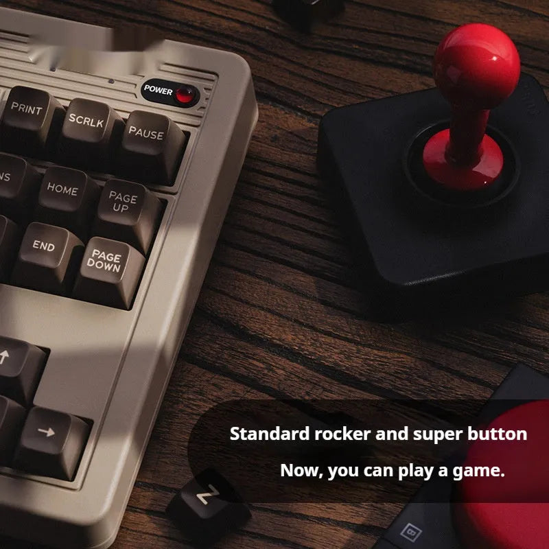 Retro87 C64 wireless Bluetooth mechanical gaming keyboard with rocker switch on desk