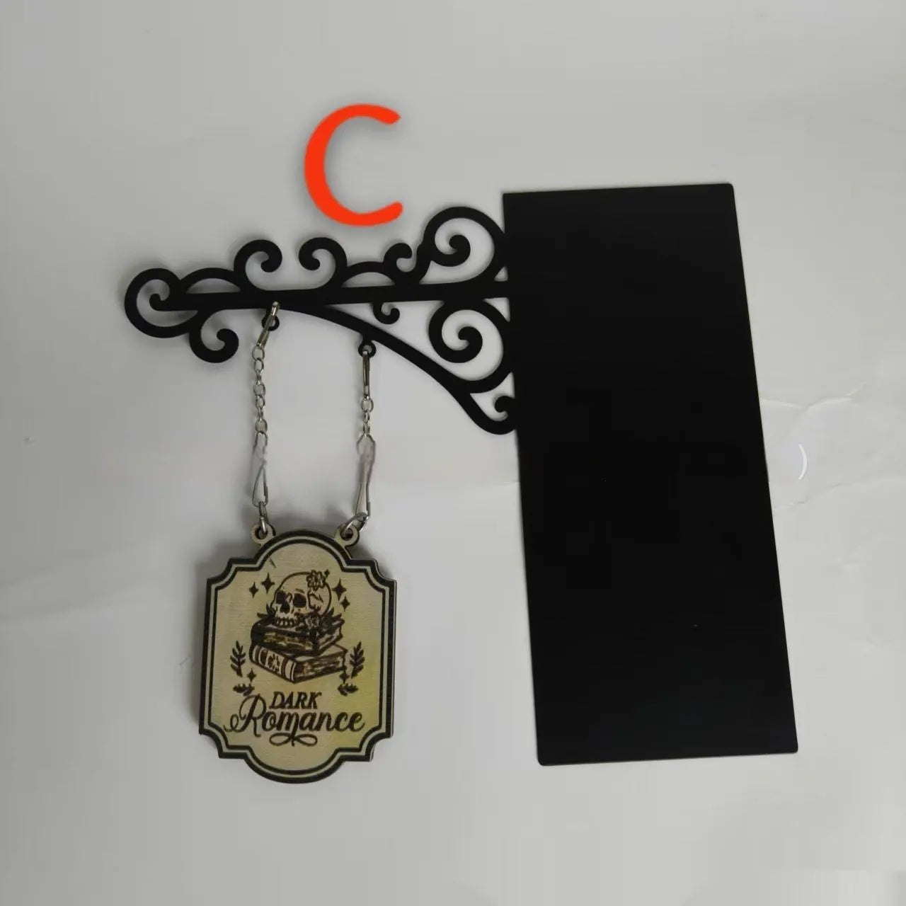 Traditional pub sign style book divider ornament for bookshelf organisation