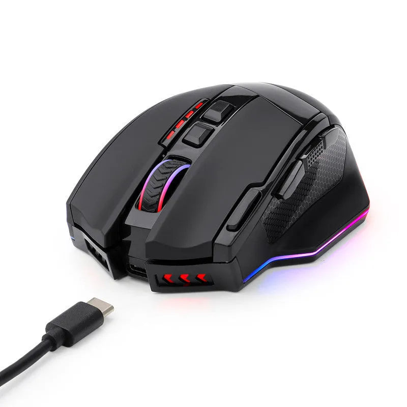 Black Redragon M801P dual mode gaming mouse with nine buttons and adjustable DPI settings