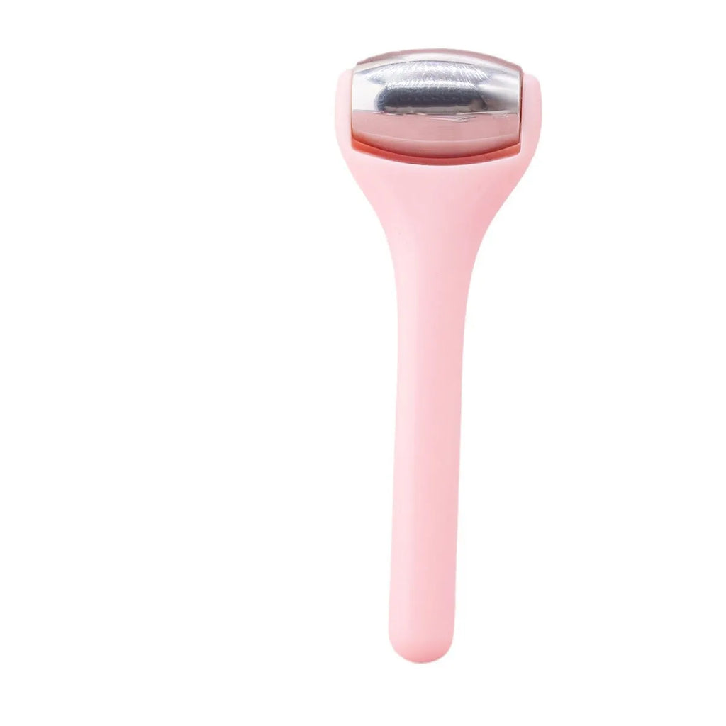 Ice roller eye cream stick 8cm cold compress tool with stainless steel head in pink colour
